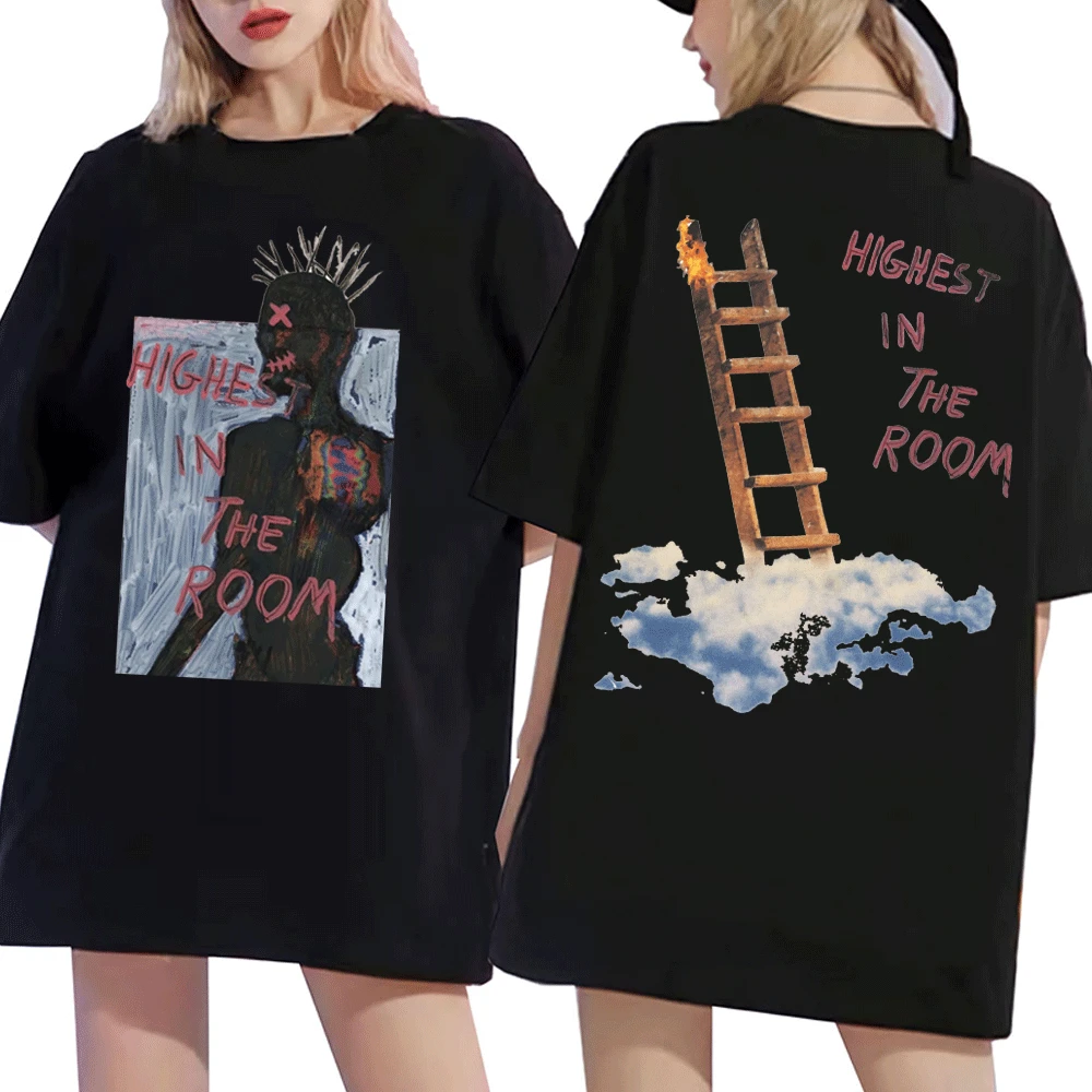 

HIGHEST IN THE ROOM From Travis Scott T Shirt Cactus Jack Astroworld T-shirt Men Women Oversized Short Sleeves Tees Streetwear