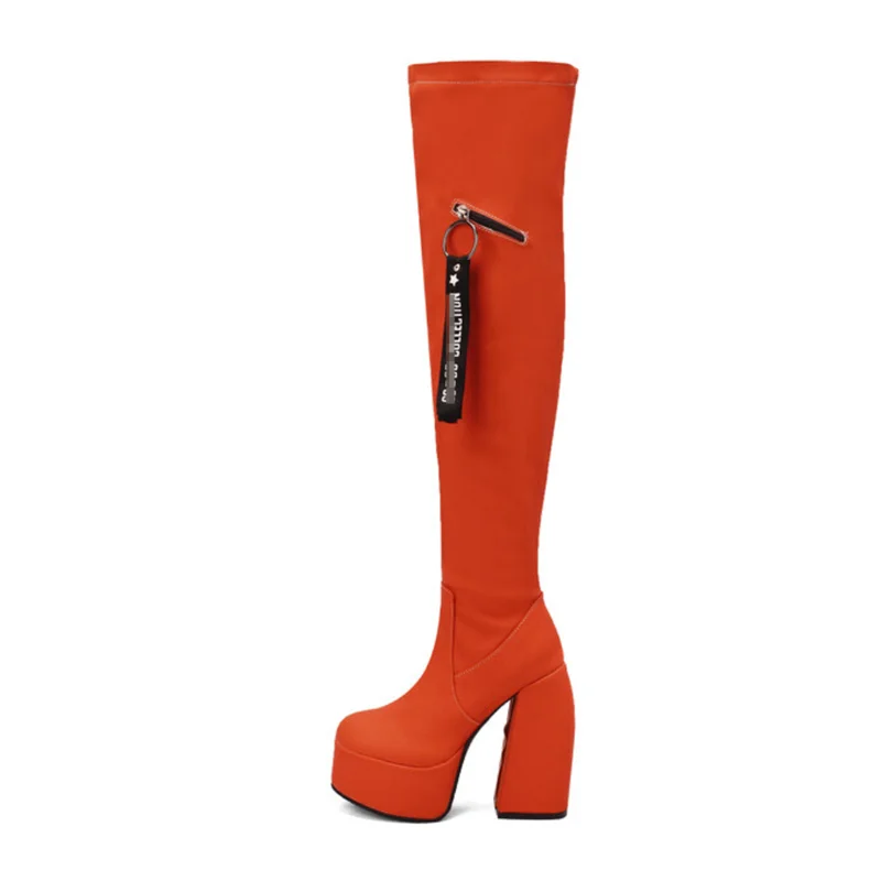 

ZA Platform Boots, Women, Winter 2022 Brand New Suede Shaped Heel Zip Over Knee Boots, Plus Size Women's Shoes 46 48, High Heels