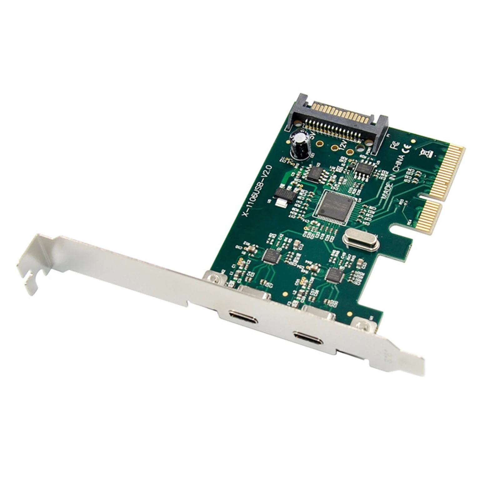 

PCI-E 4x Express to USB 3.1 USB-C Type C Dual Port Add on Expansion Card Adapter