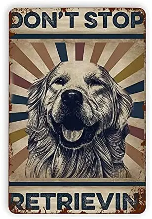 

12X8 Inch Tin Signs Golden Retriever Dog Retro Metal Tin Signs Vintage Style Sign Wall Plaque Art Decoration Mural Funny Gifts