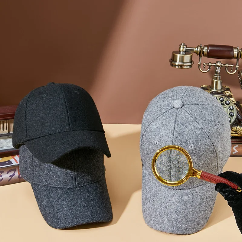 

Winter Dad Felt Hat Male Plain Curved Peak Sport Hat Lady Snapback Cap Big Head Man Plus Size Felt Baseball Cap 56-59cm 59-62cm