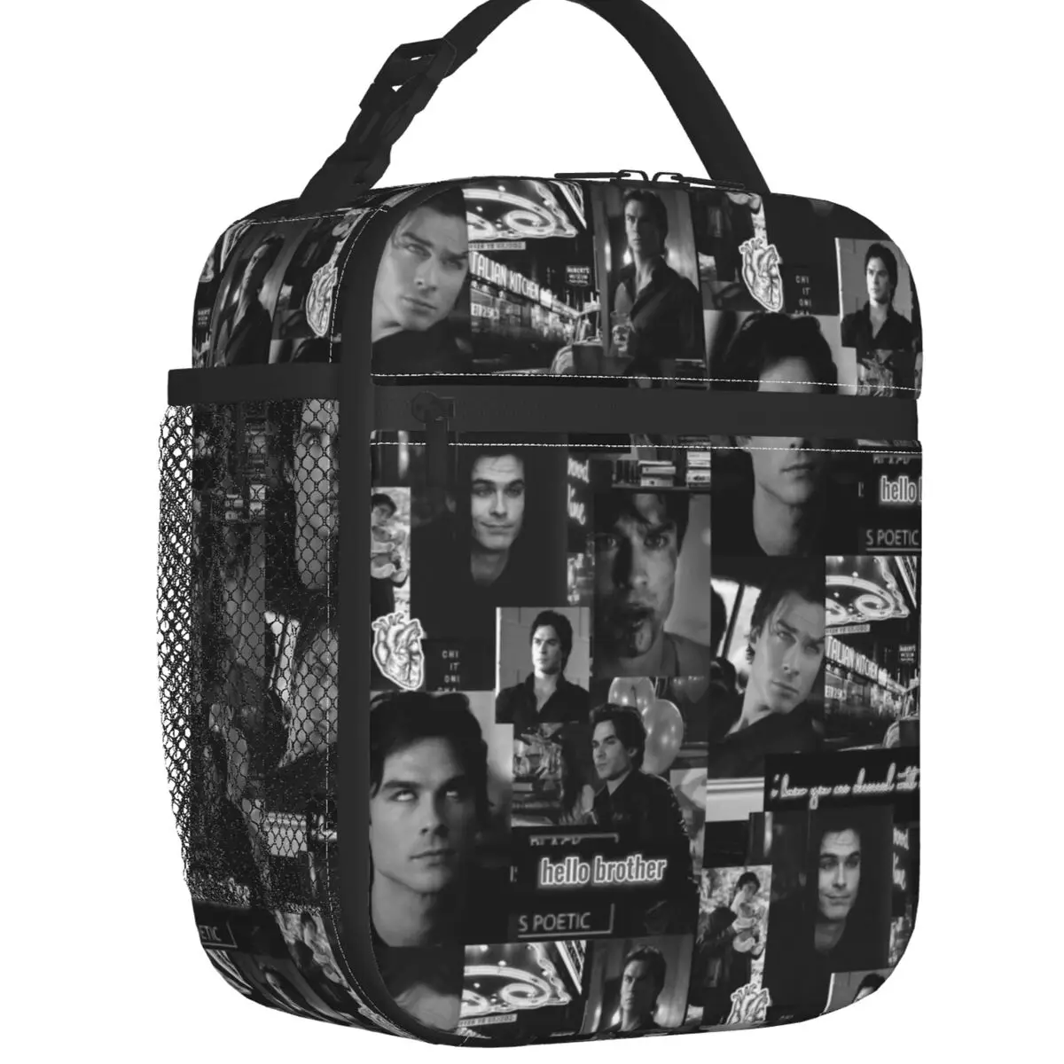 Damon Salvatore The Vampire Diaries Insulated Lunch Bags for Outdoor Picnic Horror TV Show Cooler Thermal Bento Box Children