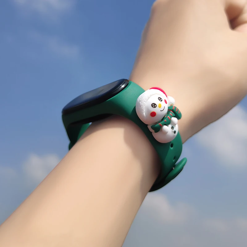 

For Mi Band 7 6 5 4 3 Watch Strap Christmas Gift Silica gel Bracelet Breathable Smart Wrist Xiaomi Band 5 4 3 Fitness Wristbelt