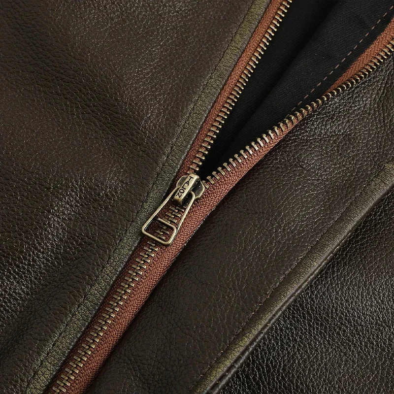 Винтажное оливковое мужское кожаное пальто A2 куртка-бомбер верхний слой из