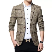male 2022 new listing brand clothing jacket mens plaid woolen suit jacket fashion business slim mens casual blazer suit jacket