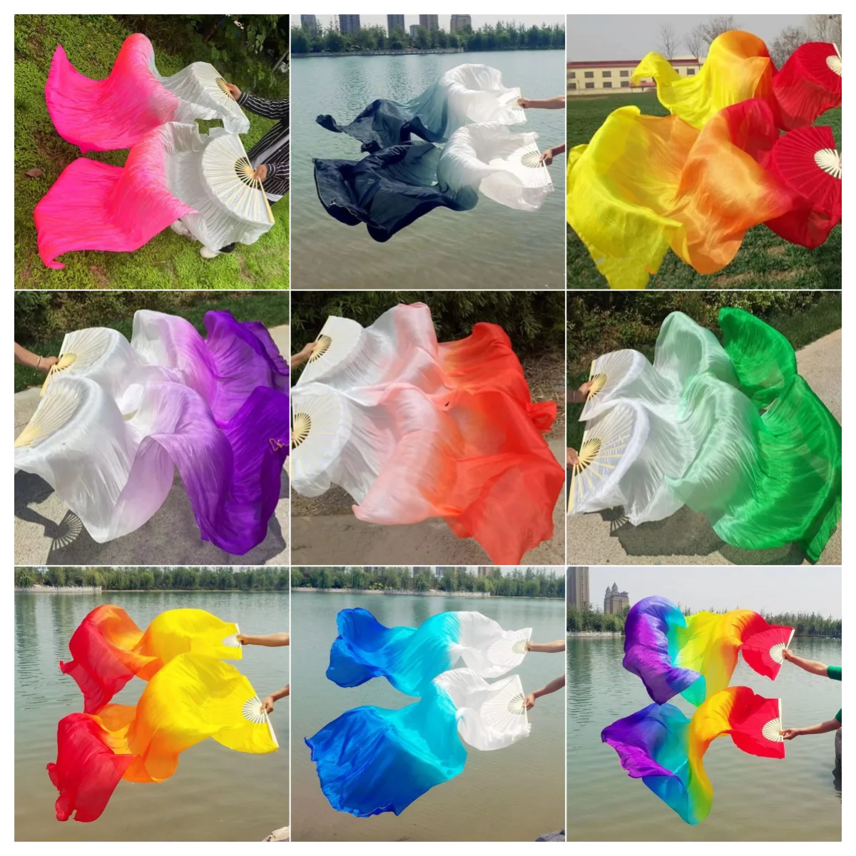 Градиент для танца живота длинный веер 180 см имитирующий шелк удлиненный