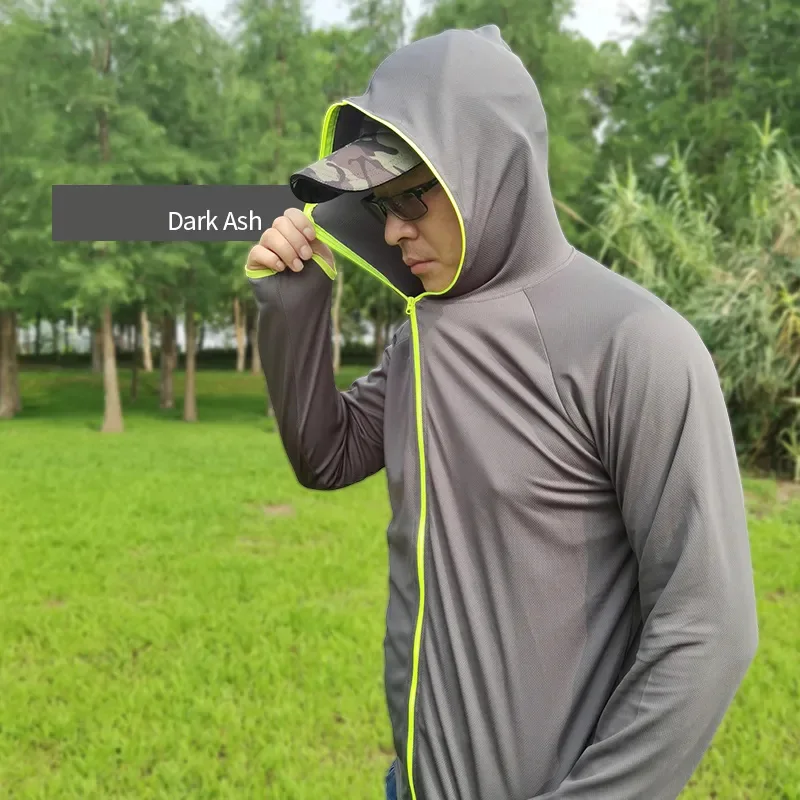 Fishing clothing sunscreen men's long-sleeved anti-mosquito breathable quick-drying ultra-thin ice silk clothes