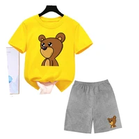 2022 new summer children clothingcute bear print t shirt sets for boys girlsexplosive models kids clothes free shipping