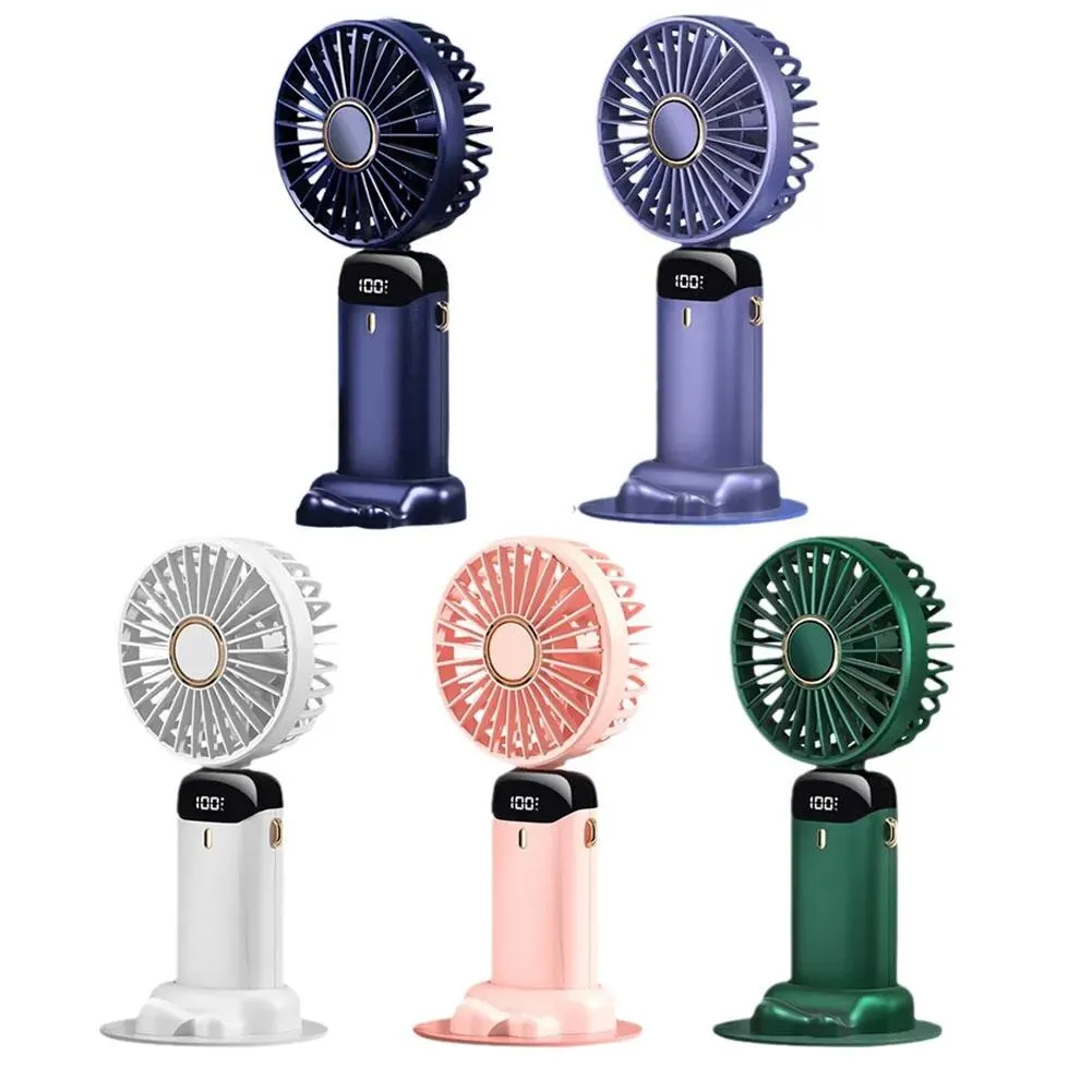

USB Fan Portable Handheld Fold Mini Ventilator Office Desktop Folding 3000mAh With Neck Lanyard Electric LED Display Screen Fan