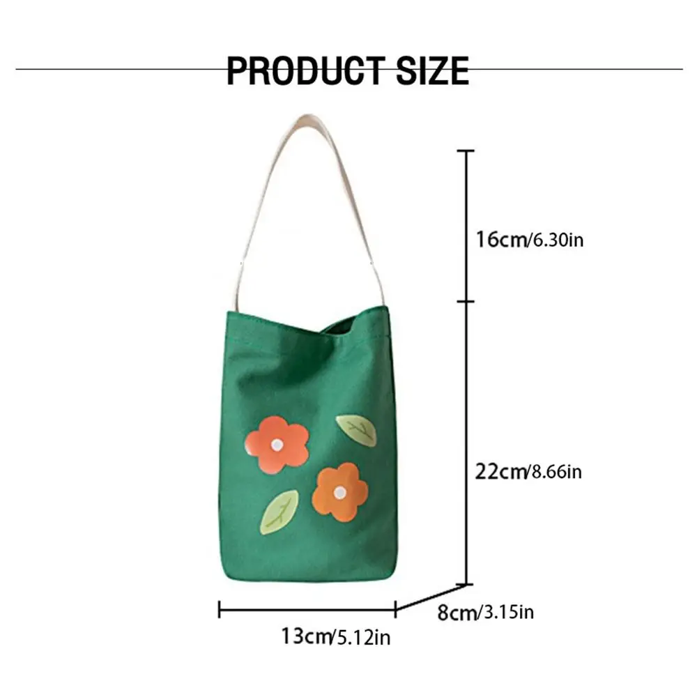 Graffiti Flower Canvas Bucket Bag Cute Large Capacity Print Handbag Small Tote Bag Portable
