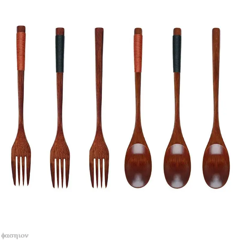 Деревянная ложка и вилка для супа экологически чистые товары посуда натуральный