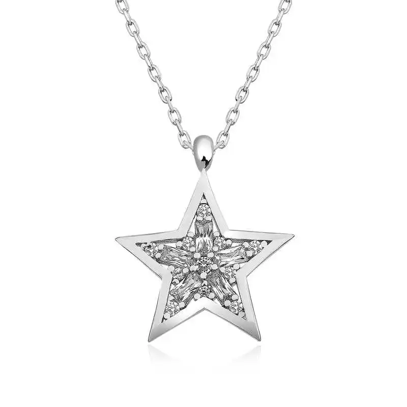 

Tevuli 925 пробы серебро багет кубического циркония звезды Цепочки и ожерелья