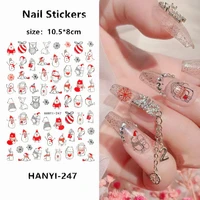 hanyi series hanyi 247 christmas series 3d back glue self adhesive nail art nail sticker decoration tool sliders for nail decals
