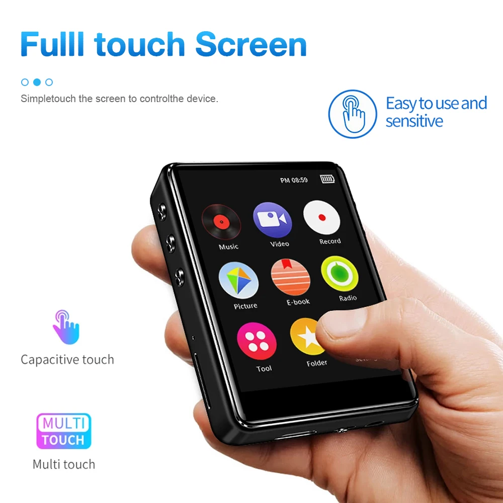 

MP3-плеер с поддержкой Bluetooth и гарнитурой, 2,8 дюйма