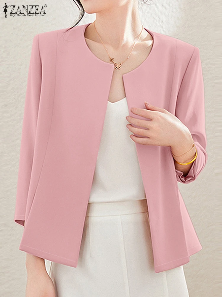 ZANZEA женский модный кардиган осенние кимоно с длинным рукавом и открытой передней