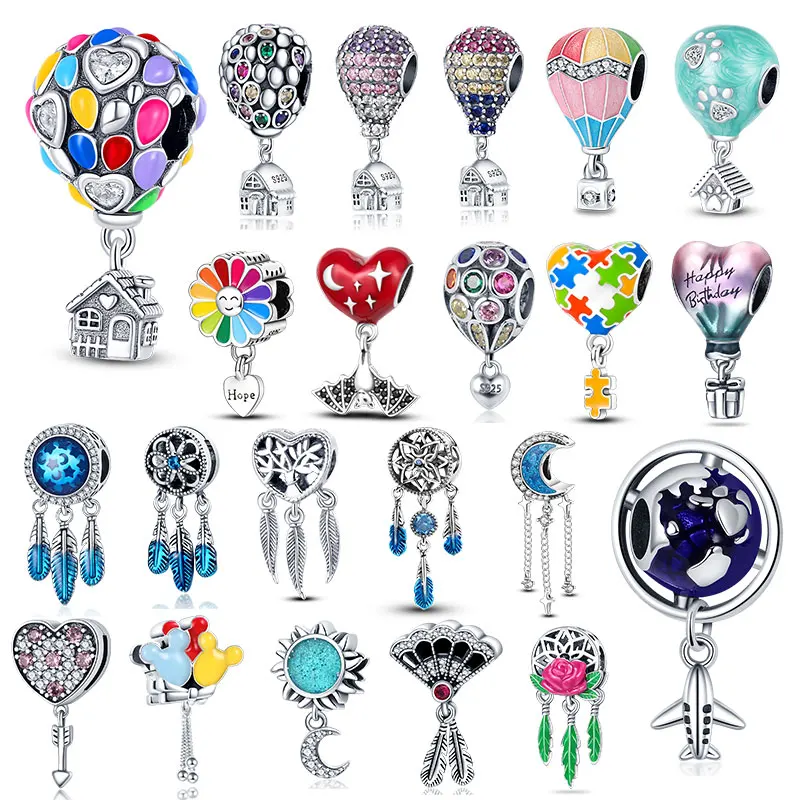 

Лидер продаж, бусины из серебра 100% пробы, серии «Горячие воздушные шары», подходят для оригинальных браслетов Pandora, модные подарки «сделай сам»