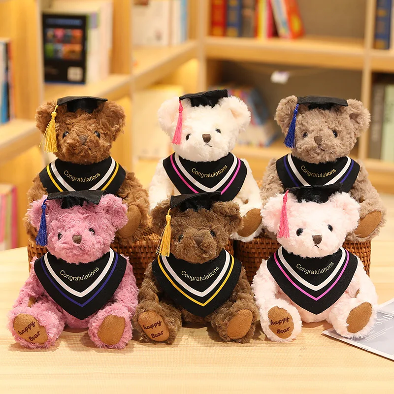ZU 20cm Students Gift Congratulations Graduation Party Decor Cute Plush Teddy Bear Dolls Dressed Academic Gown And Hat Toys - купить по