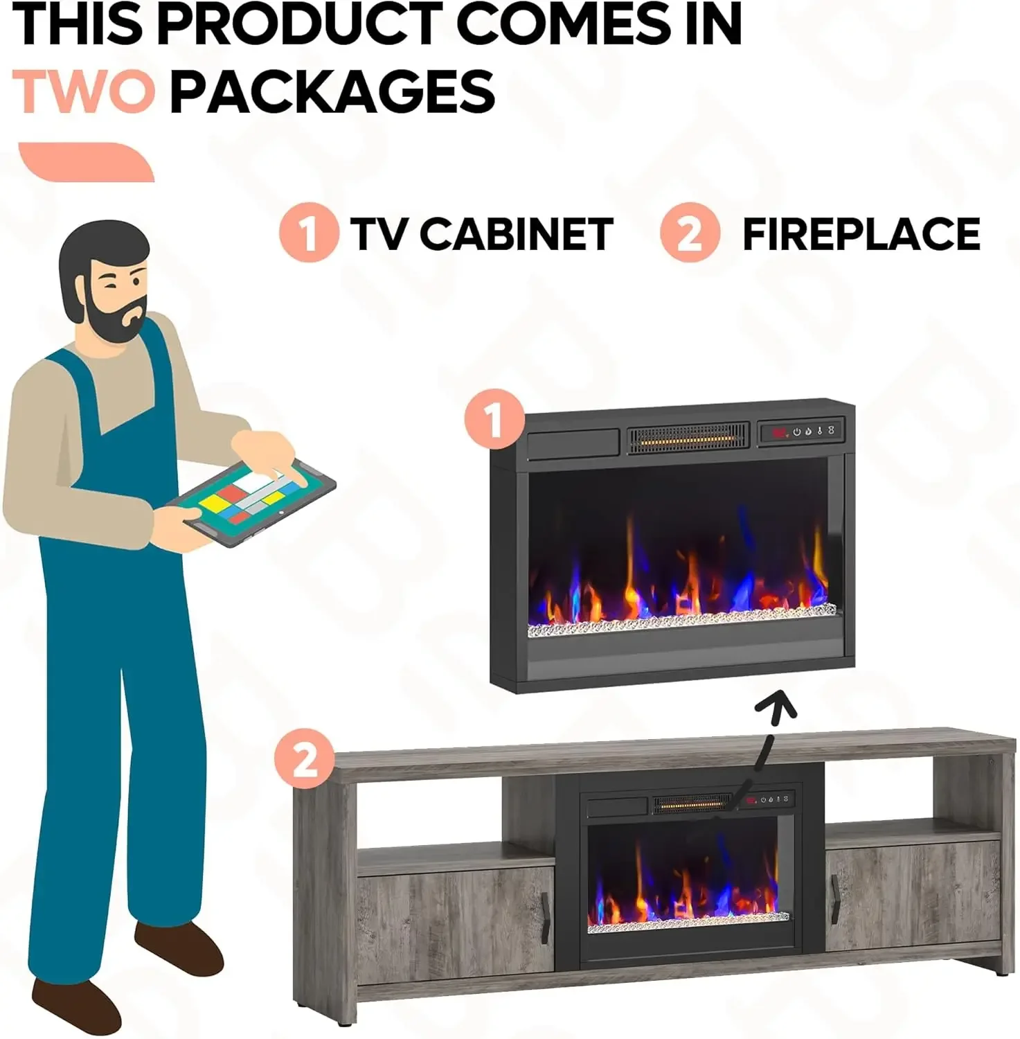 70-дюймовая каминная подставка для телевизоров с диагональю 75 дюймов современный