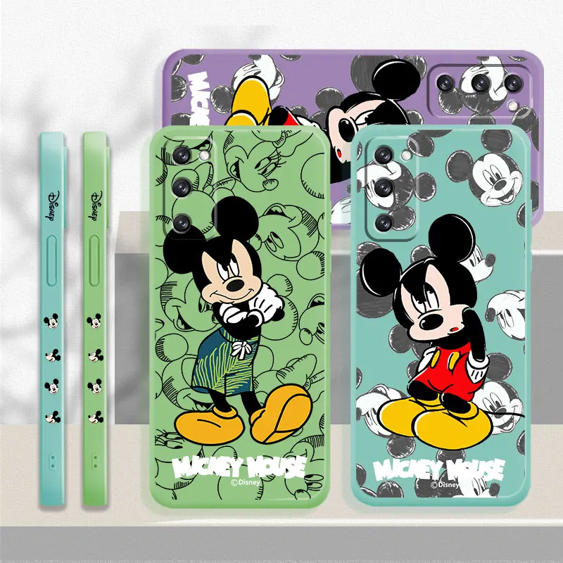 

Чехол для Samsung S10e S20 FE S22 Ultra 5G Note 20 S10 S21 Plus 10 Lite, Мягкий Жидкий чехол с Микки и Минни Маус