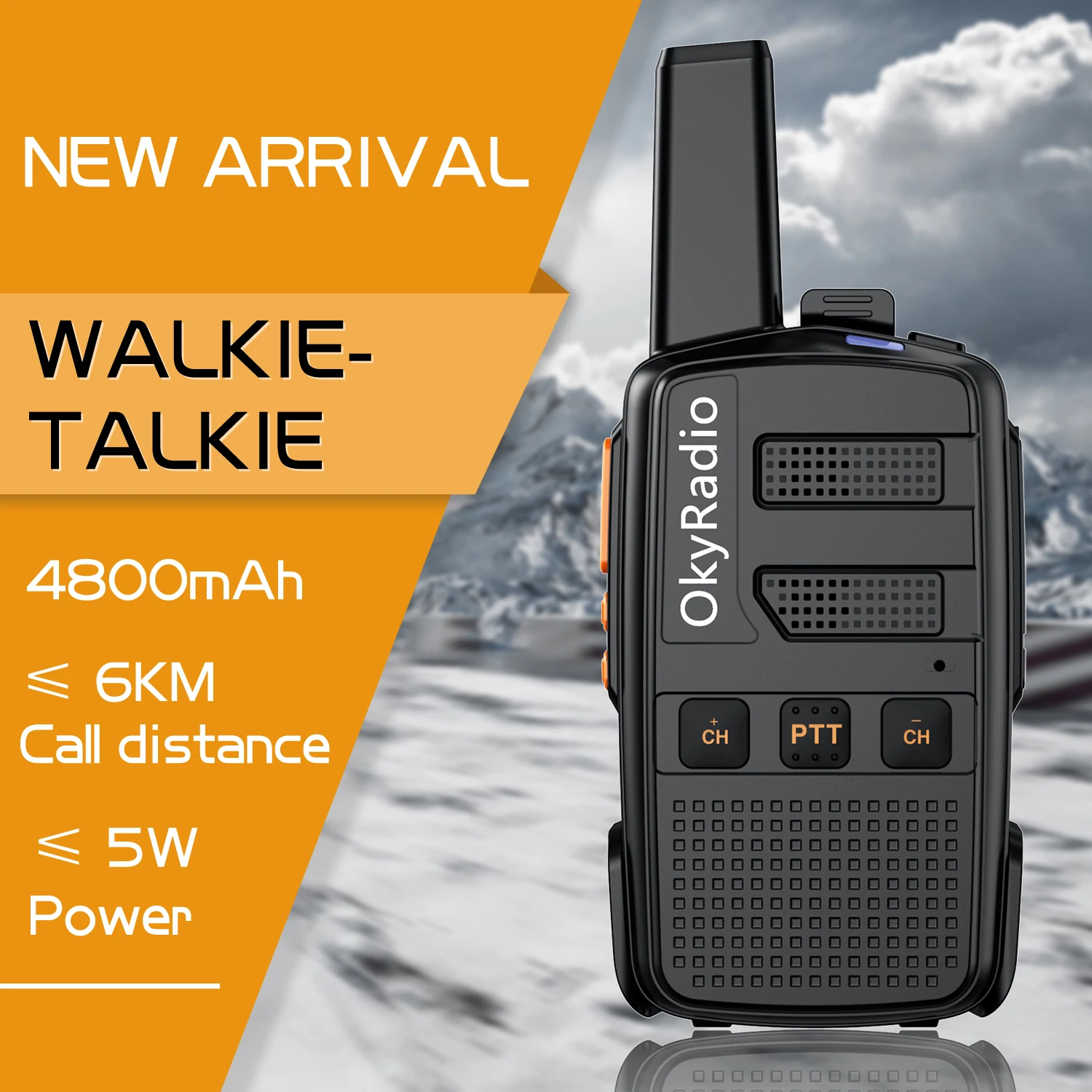 new large capacity 4800mah okyradio 5w portable waterproof walkie talkie with 6km call distance for hotel construction sites free global shipping