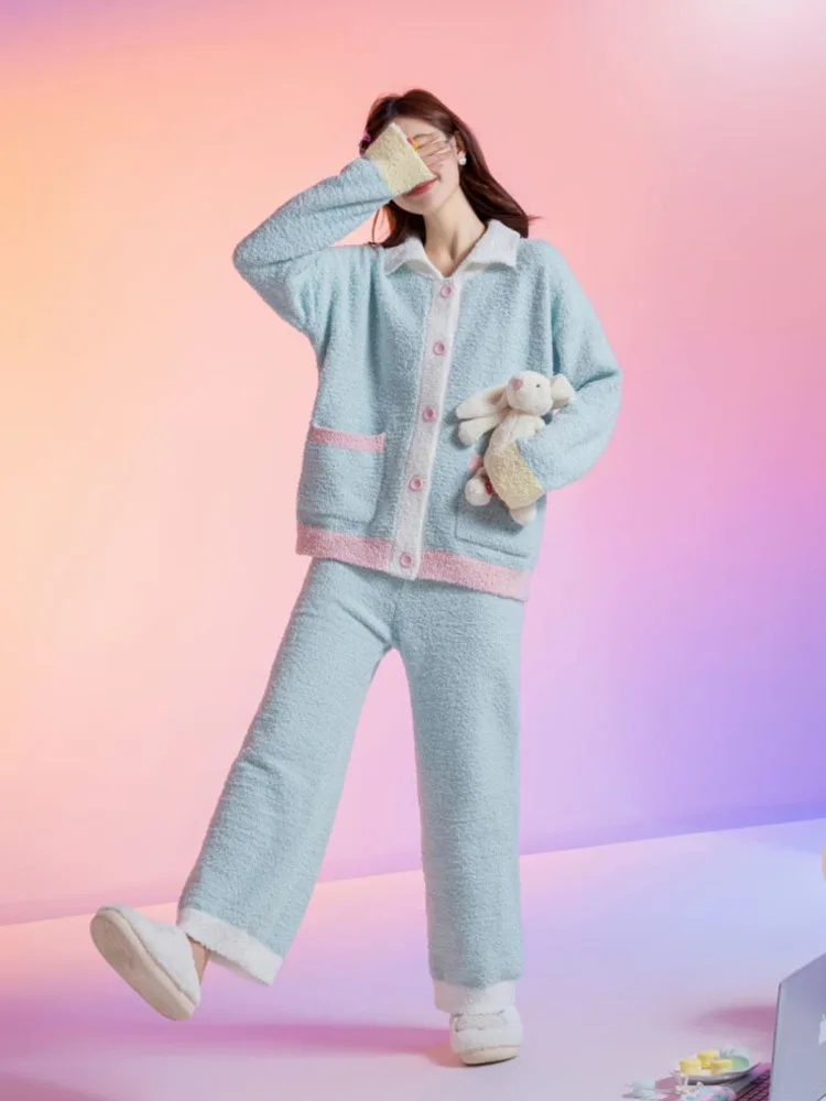 [TXii Advanced Sense] мягкая бархатная Женская пижама с половинчатой стороной зимний