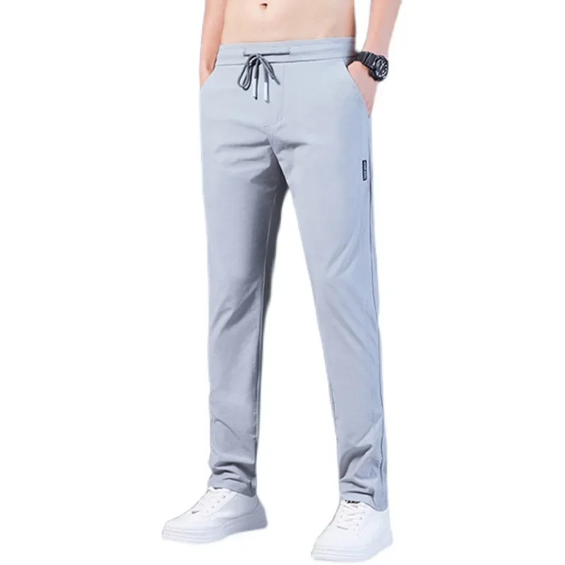 Men's Casual Ice Silk Breathable Pants For Work Loose Fit Lightweight High Wear Resistance Ideal Summer And Construction