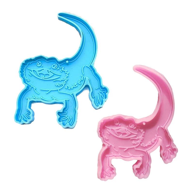 

Silicone Mold Animal Lizard Keychain Mould With Hole Keyring Pendant DIY Craft