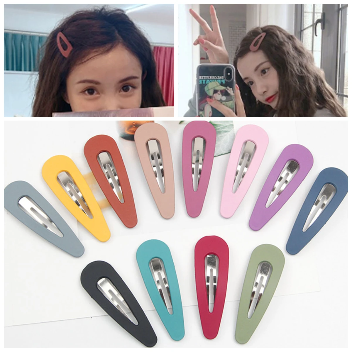 

2Pcs 7.5cm Snap Hair Clips Women Girls BB Hairpins Ladies Styling Accessories Clip Soild Color Barrettes Hair Clip Pins
