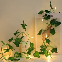 2m leaf garland lamp for new year aa battery ivy vine led fairy string lights for christmas wedding party green decor