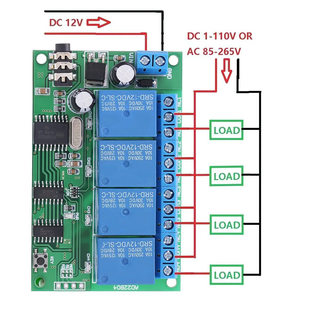 1 шт. реле декодера тонального сигнала для AD22B04 12 В 4-канальный DTMF регулятор тона