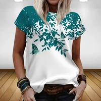 summer fashion 2022 womens short sleeve shirts comfortable casual clothing butterfly plant print in 3d for women