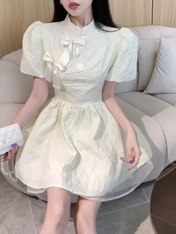 Платье с принтом Новинка лета 2024 милое платье коротким рукавом для девушек