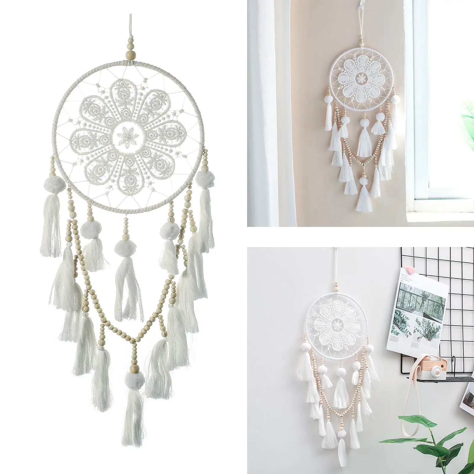 

Bohemian Dream Catcher Wall Hanging 26'' Length Craft Handmade Braided Dreamcatcher for Wedding Kids Room Decoration