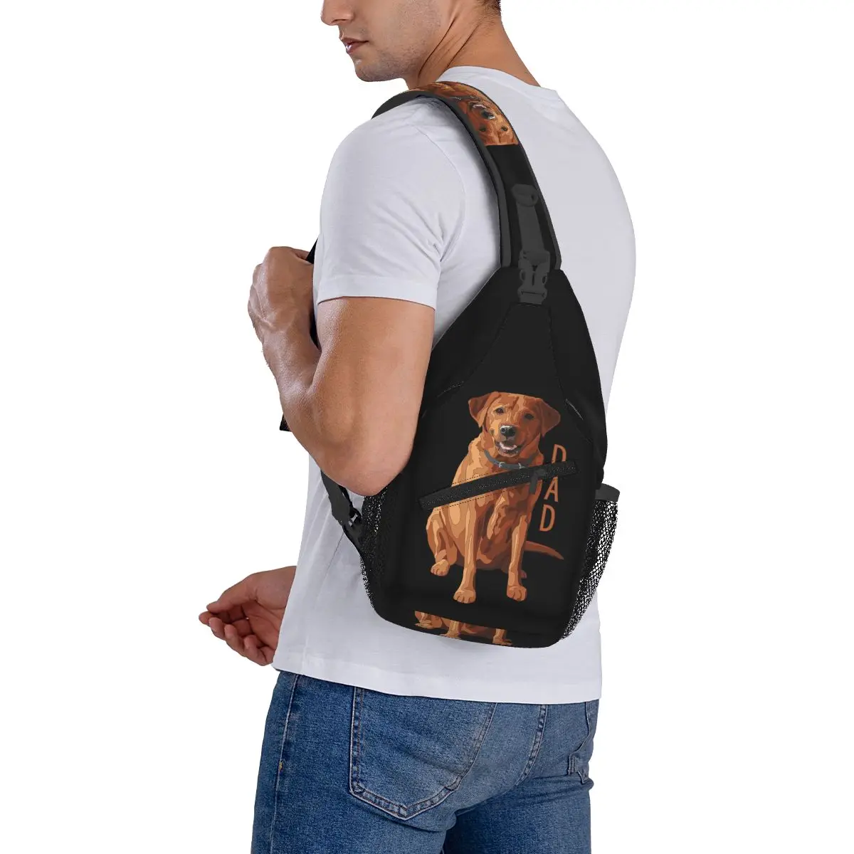 Lab Dad Fox Red Labrador Retriever Сумка на грудь для собаки Мужской рюкзак через плечо слинге