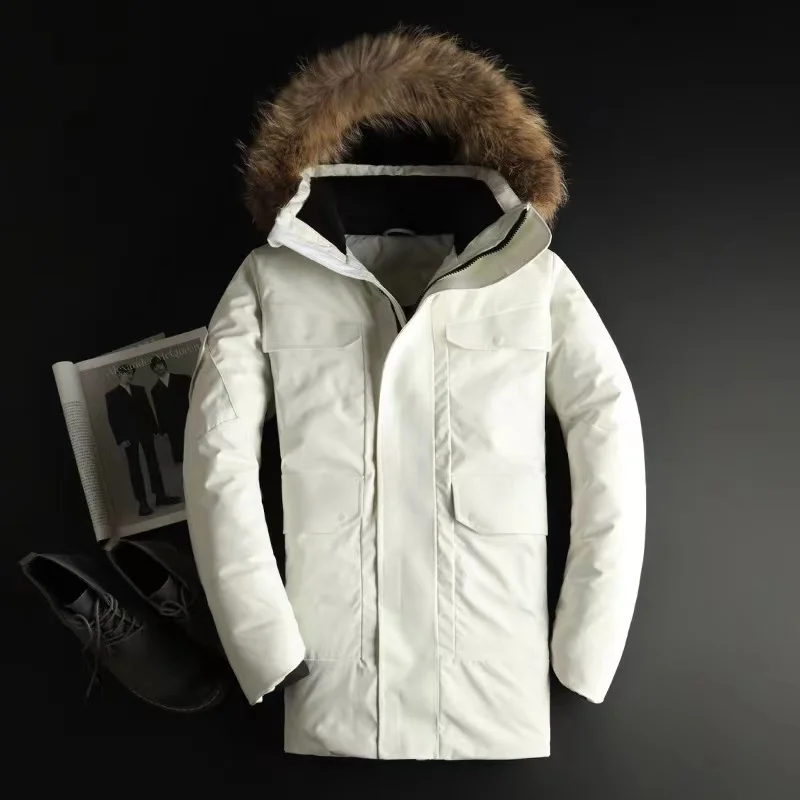 23SS Thicken Down Jacket Luxury Brand Women Winter Short Jacket Hooded Fur Collar Jacket Parkas Multi Pockets Overcoat Male