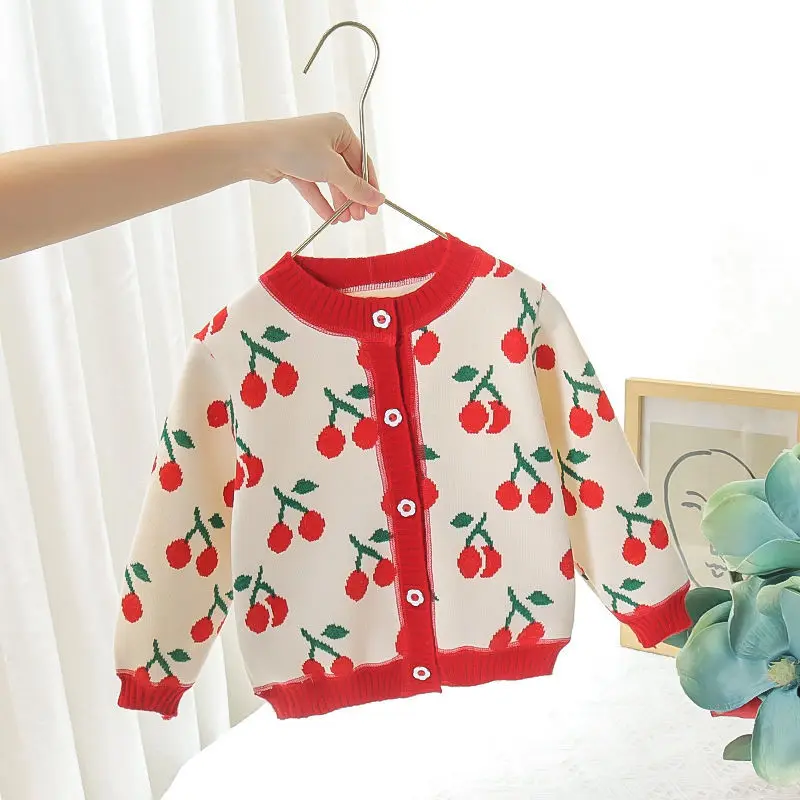 

2022 Winter New Girls Sweater Cardigan Baby Knitted Sweater Fashion Jacket Thickened Kids Boutique Fashion Clothing