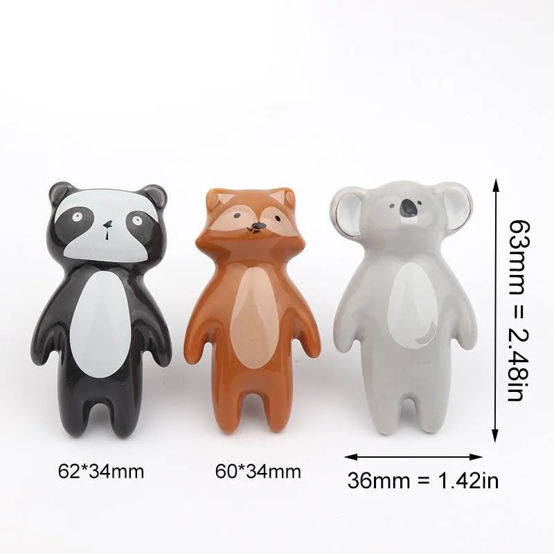 

Children's Cabinet Door Cartoon Handle Creative Bear Cute Animal Ceramic Drawer Single Hole Handle