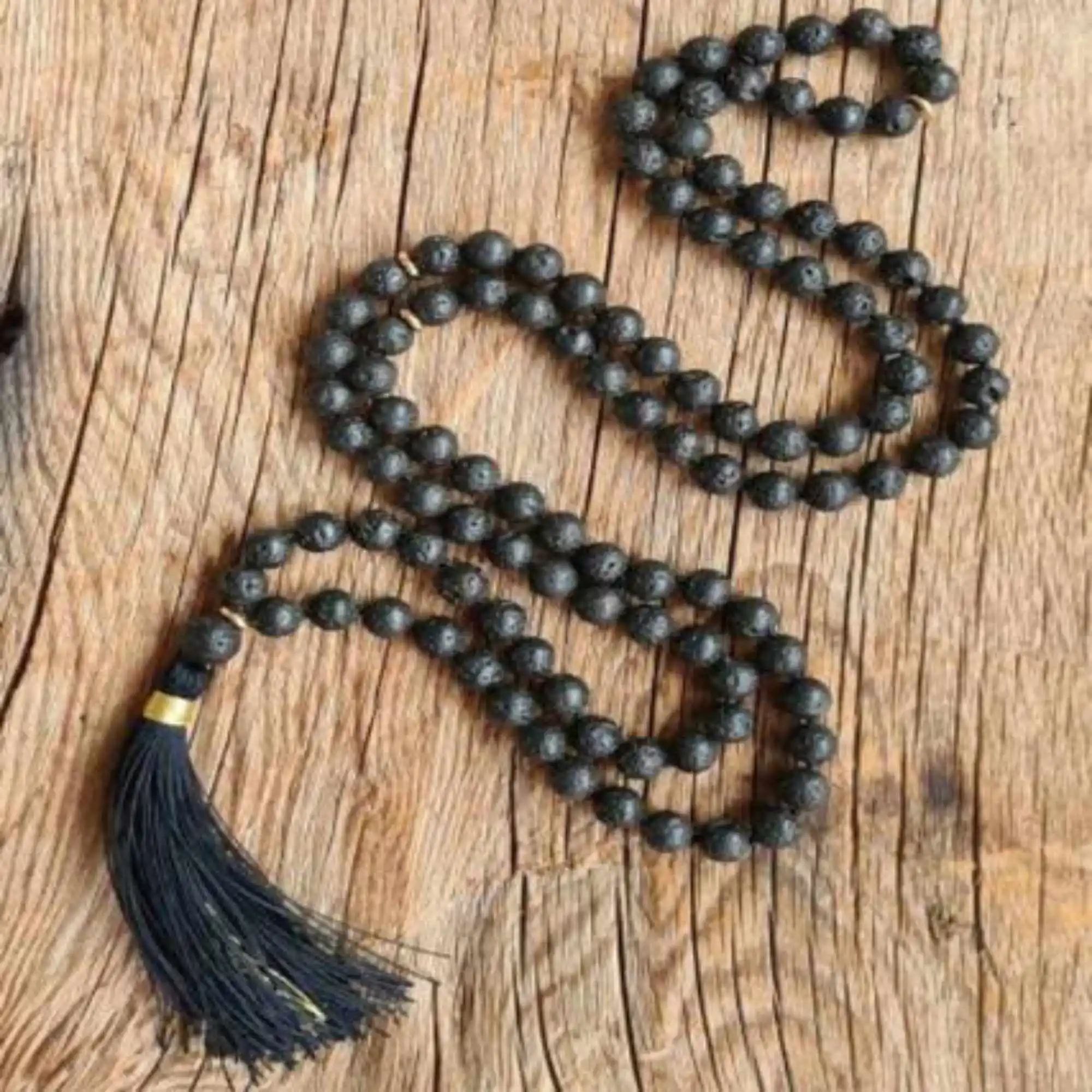 

8mm Natural 108 lava gemstone beads Tassel necklace Wrist spread Dark Matter Thanksgiving Day Yoga All Saints' Day Wristband