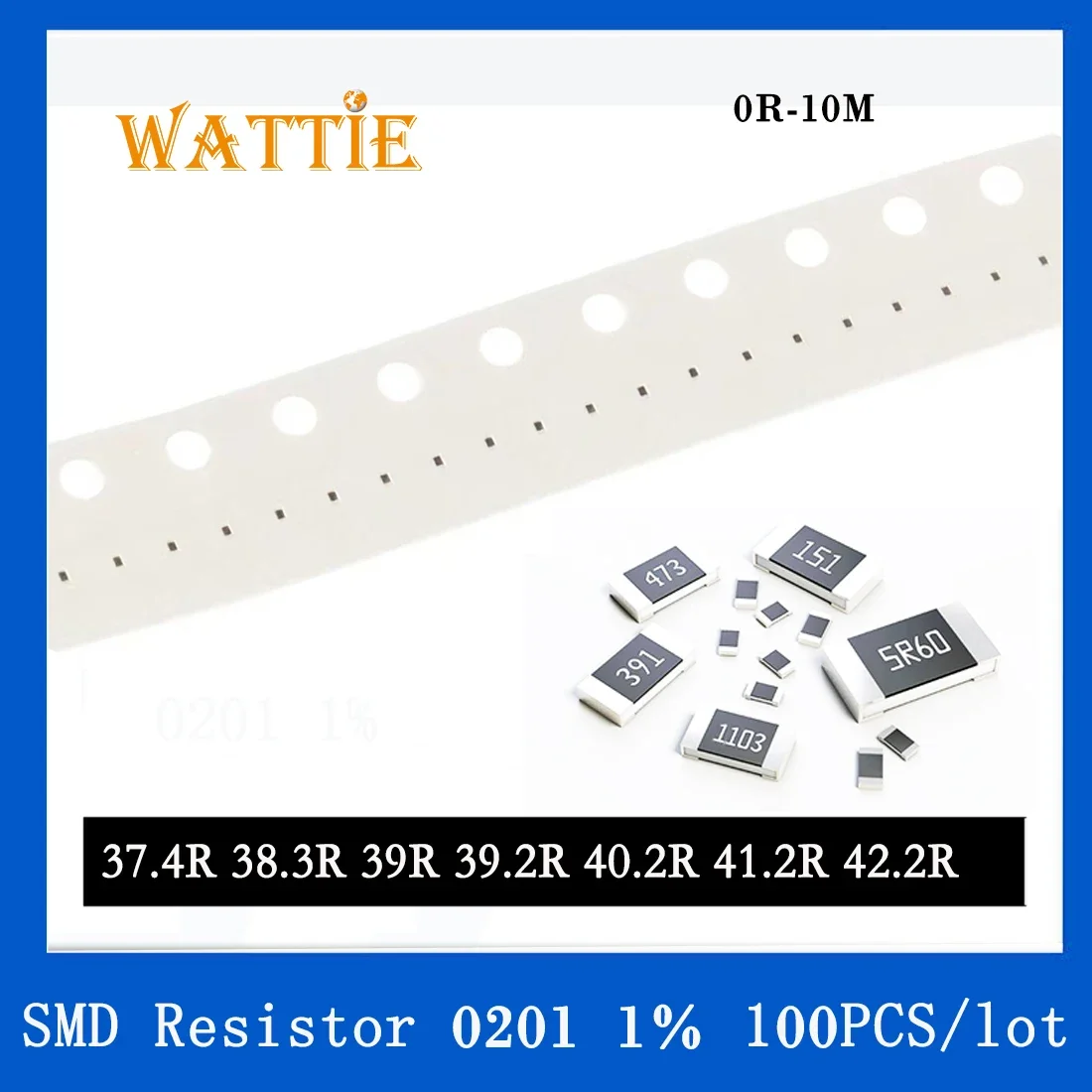 Резистор SMD 0201 1% 37.4R 38.3R 39R 39.2R 40.2R 41.2R 42.2R 100 шт./лот чип-резисторы 1/20 Вт 0 6 мм * 3