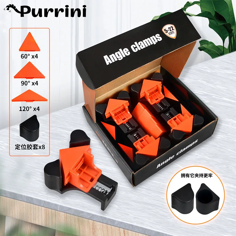 

4pcs Wood Angle Clamps 60/90/120 Degrees Woodworking Corner ClampRight Clips DIY Fixture Hand Tool Set for Taper,T Joints,Plate