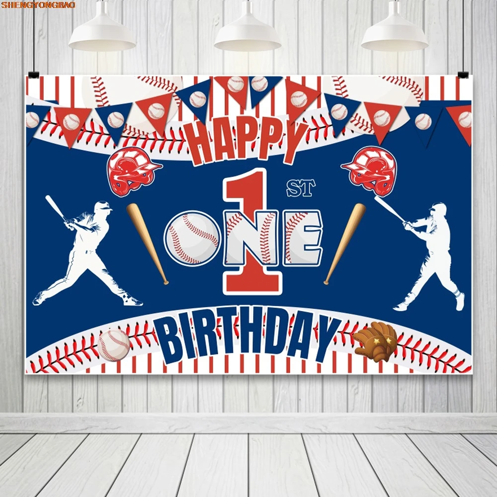 Фотофон для детской фотосессии &quotБейсбол&quot синий красный