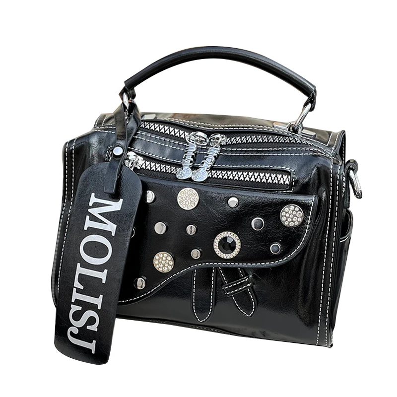 Brand Luxury Handbag Women Real Leather Designer Bag Ita Rivet Fancy Frills Crossbody Bags for Women Sac A Main Bolsa