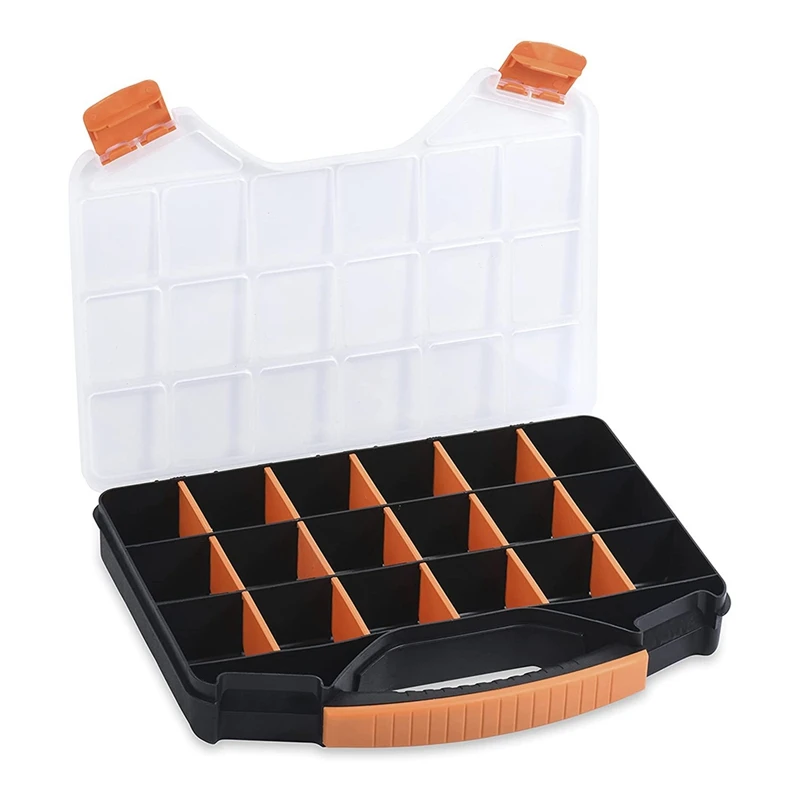 

Storage Box With 18 Compartments-Small Hardware Storage Box-Made Of Durable Plastic-Perfect For Screws Nuts And Bolts