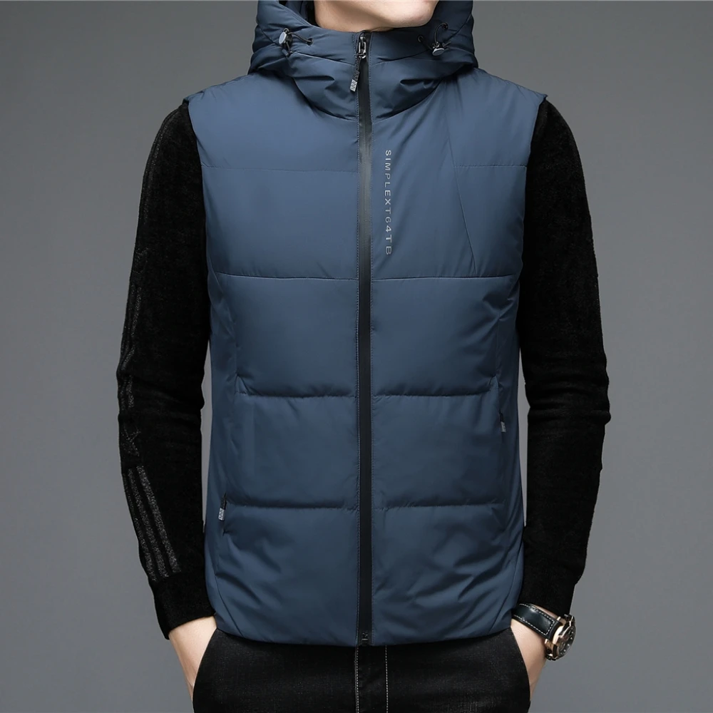 COODRONY Brand 90% White Duck Down Vest Men Clothing Autumn Winter Solid Color Sleeveless Jacket Hooded Coats Warm Parkas Z8157