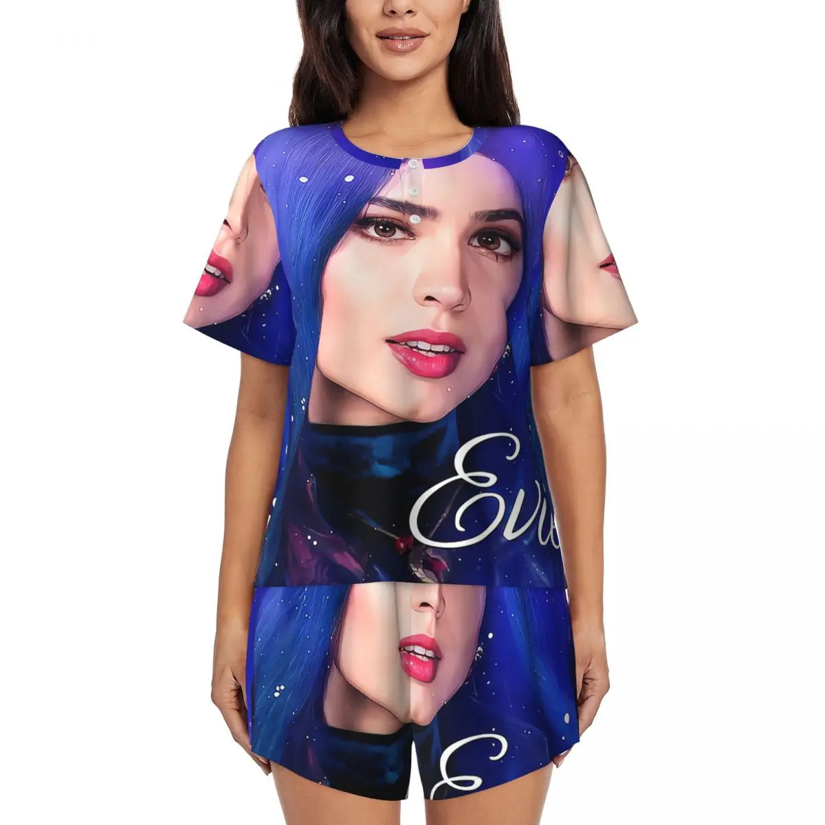 Индивидуальный синий пижамный комплект принцессы Evie женская одежда для сна из 2