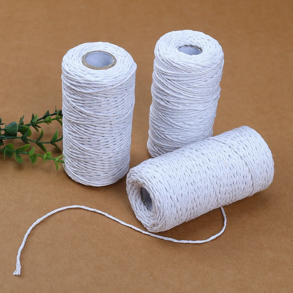 

100m/roll 2mm White Cotton Cord Rope Twisted String Twine Cords Rope for Home Decor Handmade Festival Christmas DIY Gift Wrap