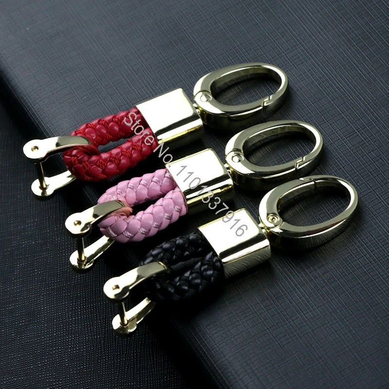 

New hand-woven leather Car Key Ring Men Women rope key chain waist Gold keychain charm Hey Holder Gift Jewelry