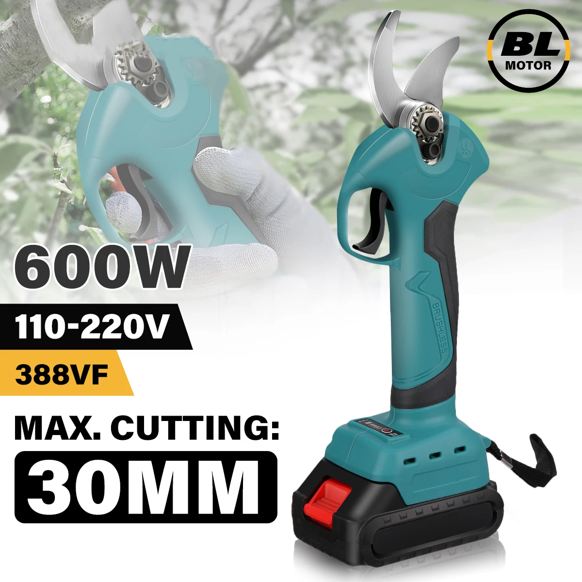 

18V 4 Gear Cordless Pruner Shear Efficient Fruit Tree Bonsai Pruning Electric Tree Branches Cutter Compatible Makita 18V Battery