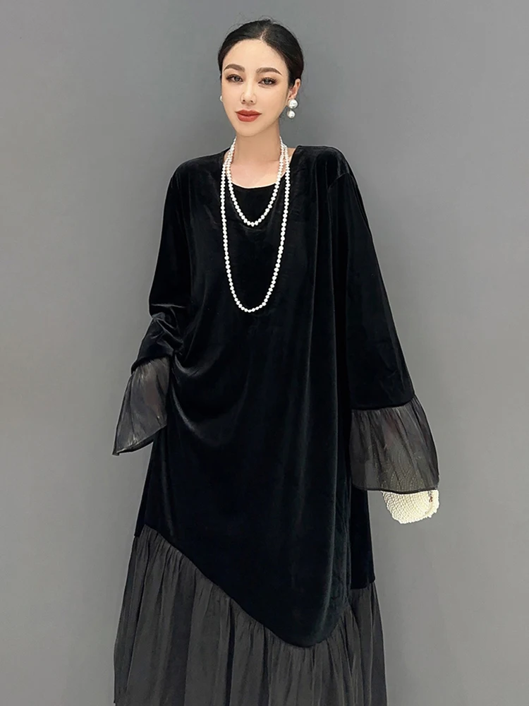 Женское бархатное Сетчатое платье SHENGPALAE корейское модное элегантное