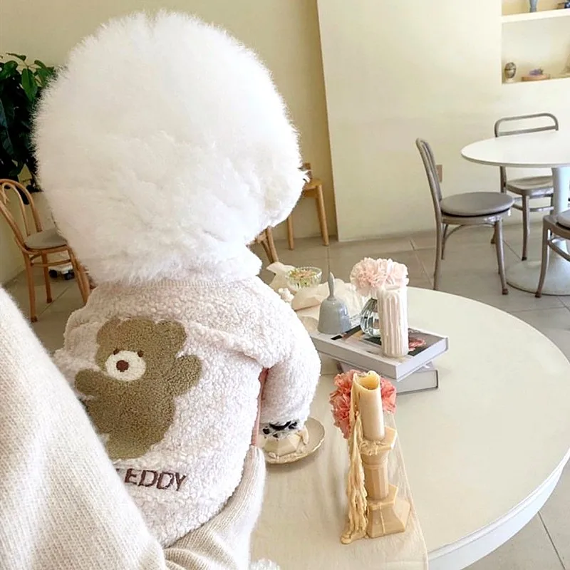 

Милые толстовки с изображением медведя для собак, зимняя Флисовая теплая одежда для собак, мягкое пальто с изображением французского бульд...